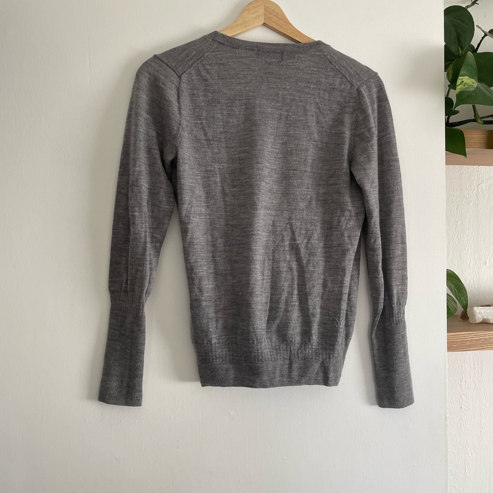 Ibex Women's Gray V-Neck Sweater wrap merino wool - Picture 8 of 8